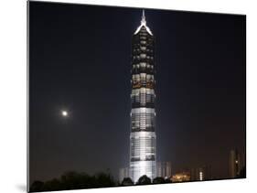 Full Moon Rises Behind Jin Mao Tower in Pudong Economic Zone, Shanghai, China-Paul Souders-Mounted Photographic Print