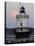 Full Moon Rises Behind the Spring Point Light House in South Portland, Maine-null-Stretched Canvas