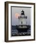 Full Moon Rises Behind the Spring Point Light House in South Portland, Maine-null-Framed Photographic Print