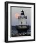 Full Moon Rises Behind the Spring Point Light House in South Portland, Maine-null-Framed Photographic Print