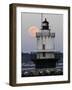 Full Moon Rises Behind the Spring Point Light House in South Portland, Maine-null-Framed Photographic Print