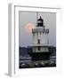 Full Moon Rises Behind the Spring Point Light House in South Portland, Maine-null-Framed Photographic Print