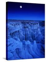 Full Moon Rises Over Landscape in De-Na-Zin Wilderness, Bisti Badlands, New Mexico, USA-Karl Lehmann-Stretched Canvas