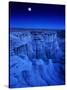 Full Moon Rises Over Landscape in De-Na-Zin Wilderness, Bisti Badlands, New Mexico, USA-Karl Lehmann-Stretched Canvas