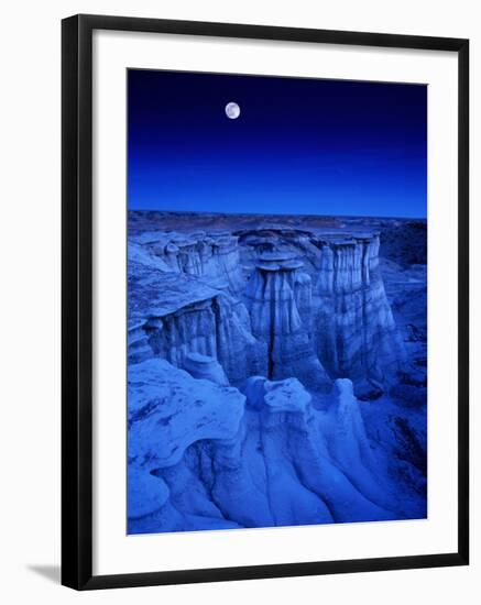 Full Moon Rises Over Landscape in De-Na-Zin Wilderness, Bisti Badlands, New Mexico, USA-Karl Lehmann-Framed Photographic Print