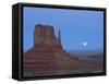 Full Moon Rising Behind Sandstone Bluffs, Arizona/Utah Border, Monument Valley Tribal Park, Navajo-Scott T. Smith-Framed Stretched Canvas