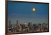 Full moon rising over Brisbane city, Queensland, Australia-Mark A Johnson-Framed Photographic Print