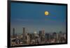 Full moon rising over Brisbane city, Queensland, Australia-Mark A Johnson-Framed Photographic Print