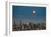 Full moon rising over Brisbane city, Queensland, Australia-Mark A Johnson-Framed Photographic Print