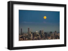 Full moon rising over Brisbane city, Queensland, Australia-Mark A Johnson-Framed Photographic Print