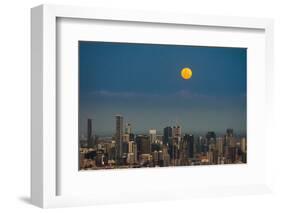 Full moon rising over Brisbane city, Queensland, Australia-Mark A Johnson-Framed Photographic Print