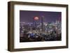 Full moon rising over Brisbane city, Queensland, Australia-Mark A Johnson-Framed Photographic Print