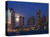 Full Moon Rising Over Lower Manhattan Skyline Across the Hudson River, New York City, New York, USA-Amanda Hall-Stretched Canvas