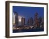 Full Moon Rising Over Lower Manhattan Skyline Across the Hudson River, New York City, New York, USA-Amanda Hall-Framed Photographic Print