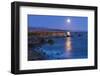 Full moon rising over Piedras Blancas elephant seal rookery, San Simeon, California, USA-Russ Bishop-Framed Photographic Print