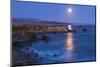 Full moon rising over Piedras Blancas elephant seal rookery, San Simeon, California, USA-Russ Bishop-Mounted Photographic Print