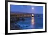 Full moon rising over Piedras Blancas elephant seal rookery, San Simeon, California, USA-Russ Bishop-Framed Premium Photographic Print