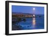 Full moon rising over Piedras Blancas elephant seal rookery, San Simeon, California, USA-Russ Bishop-Framed Photographic Print