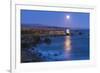 Full moon rising over Piedras Blancas elephant seal rookery, San Simeon, California, USA-Russ Bishop-Framed Photographic Print