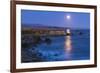 Full moon rising over Piedras Blancas elephant seal rookery, San Simeon, California, USA-Russ Bishop-Framed Photographic Print