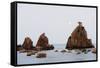 Full Moon Rising over Rock Stacks, Hashikuiiwa, Wakayama Prefecture, Honshu, Japan, Asia-Christian Kober-Framed Stretched Canvas