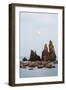 Full Moon Rising over Rock Stacks, Hashikuiiwa, Wakayama Prefecture, Honshu, Japan, Asia-Christian Kober-Framed Photographic Print