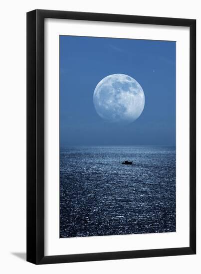 Full Moon Rising Over the Sea-Detlev Van Ravenswaay-Framed Photographic Print