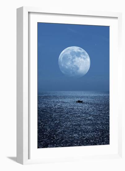 Full Moon Rising Over the Sea-Detlev Van Ravenswaay-Framed Photographic Print