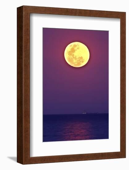 Full Moon rising over the sea-null-Framed Photographic Print