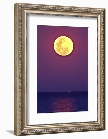 Full Moon rising over the sea-null-Framed Photographic Print