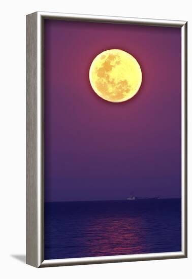 Full Moon rising over the sea-null-Framed Photographic Print