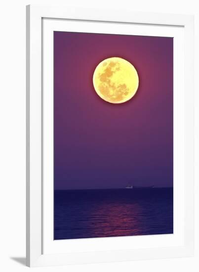 Full Moon rising over the sea-null-Framed Photographic Print