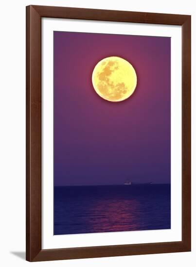 Full Moon rising over the sea-null-Framed Photographic Print