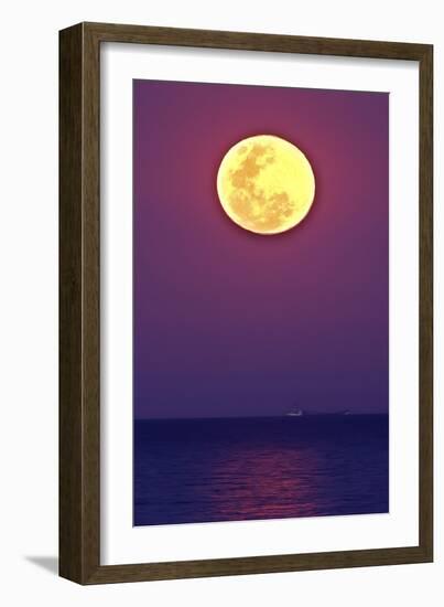 Full Moon rising over the sea-null-Framed Photographic Print