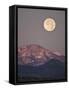 Full Moon Setting over Snow-Covered Magdelena Mountains at Socorro, New Mexico, USA-Larry Ditto-Framed Stretched Canvas