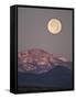 Full Moon Setting over Snow-Covered Magdelena Mountains at Socorro, New Mexico, USA-Larry Ditto-Framed Stretched Canvas