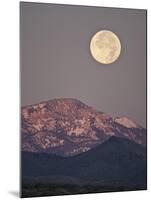 Full Moon Setting over Snow-Covered Magdelena Mountains at Socorro, New Mexico, USA-Larry Ditto-Mounted Premium Photographic Print