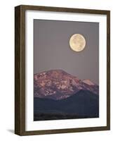 Full Moon Setting over Snow-Covered Magdelena Mountains at Socorro, New Mexico, USA-Larry Ditto-Framed Photographic Print