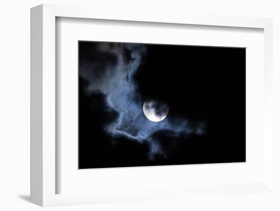 Full Moon Shining through Dramatic Clouds-logoboom-Framed Photographic Print