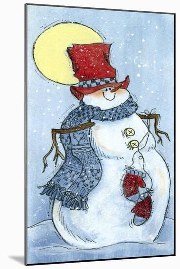 Full Moon Snow Man-Beverly Johnston-Mounted Giclee Print