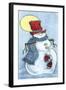 Full Moon Snow Man-Beverly Johnston-Framed Giclee Print