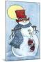 Full Moon Snow Man-Beverly Johnston-Mounted Giclee Print