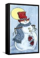 Full Moon Snow Man-Beverly Johnston-Framed Stretched Canvas