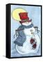 Full Moon Snow Man-Beverly Johnston-Framed Stretched Canvas