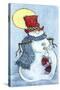 Full Moon Snow Man-Beverly Johnston-Stretched Canvas