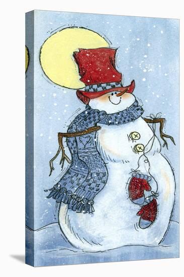 Full Moon Snow Man-Beverly Johnston-Stretched Canvas