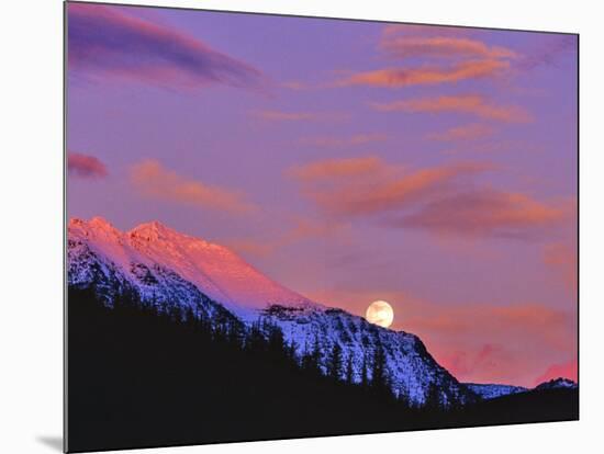 Full Moonrise over Cloudcroft Peaks, Glacier National Park, Montana, USA-Chuck Haney-Mounted Photographic Print