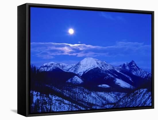 Full Moonrise over Cloudcroft Peaks, Glacier National Park, Montana, USA-Chuck Haney-Framed Stretched Canvas