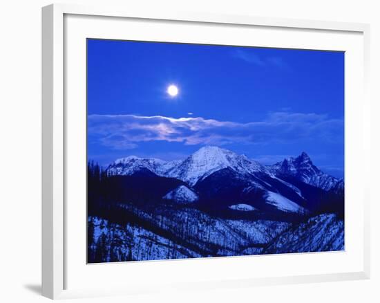 Full Moonrise over Cloudcroft Peaks, Glacier National Park, Montana, USA-Chuck Haney-Framed Photographic Print