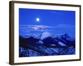 Full Moonrise over Cloudcroft Peaks, Glacier National Park, Montana, USA-Chuck Haney-Framed Photographic Print